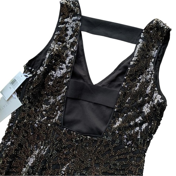 New 1.State $159 Sequined Open Back Sleeveless Cocktail Dress Black Size XS - Picture 4 of 8